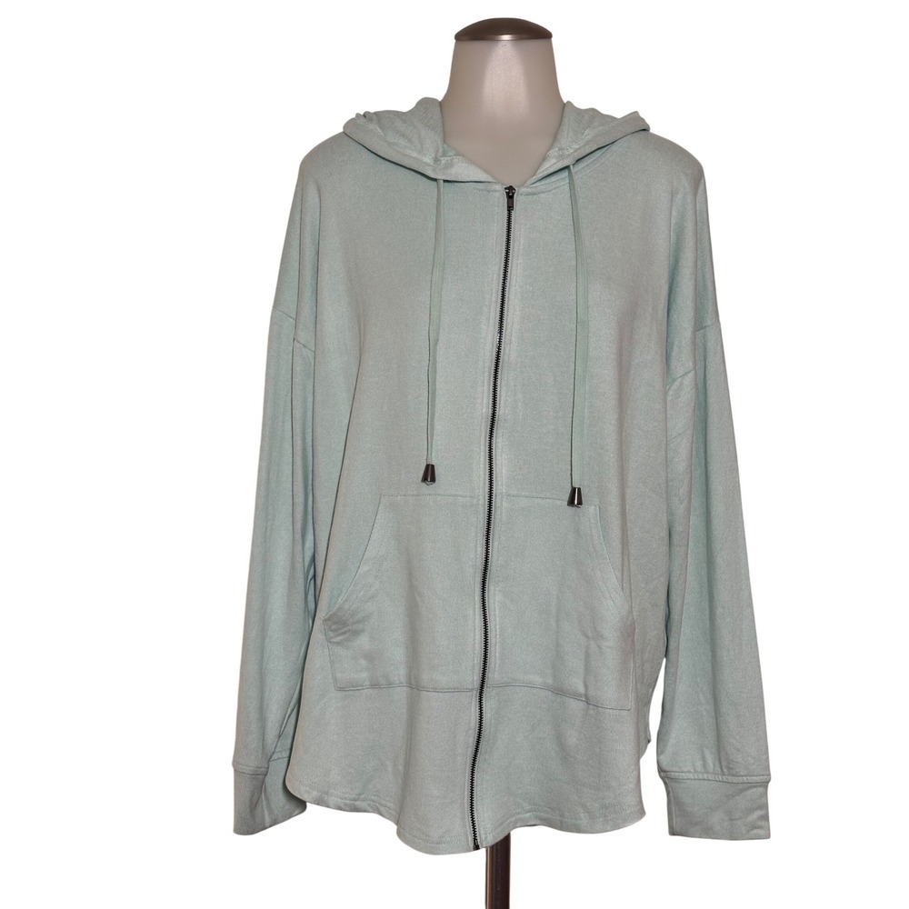 Maurices‎ Zip Up Hoodie Women Large Mint Green New Lightweight Knit Relaxed Fit